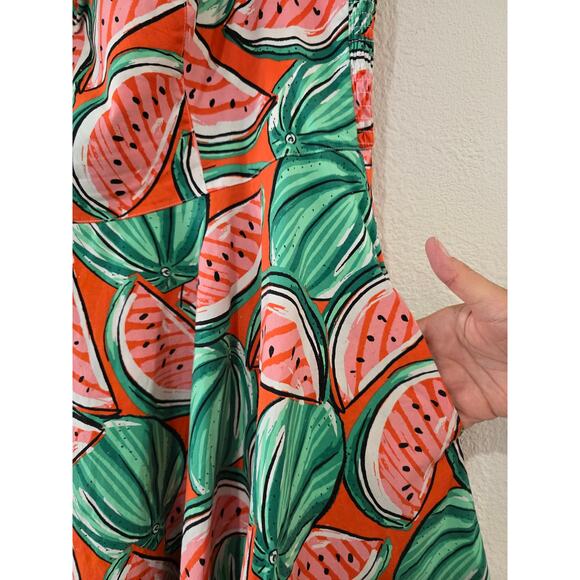 Hell Bunny Watermelon Print Summer Dress 4XL Cotton Stretch Fit & Flare - Picture 5 of 11
